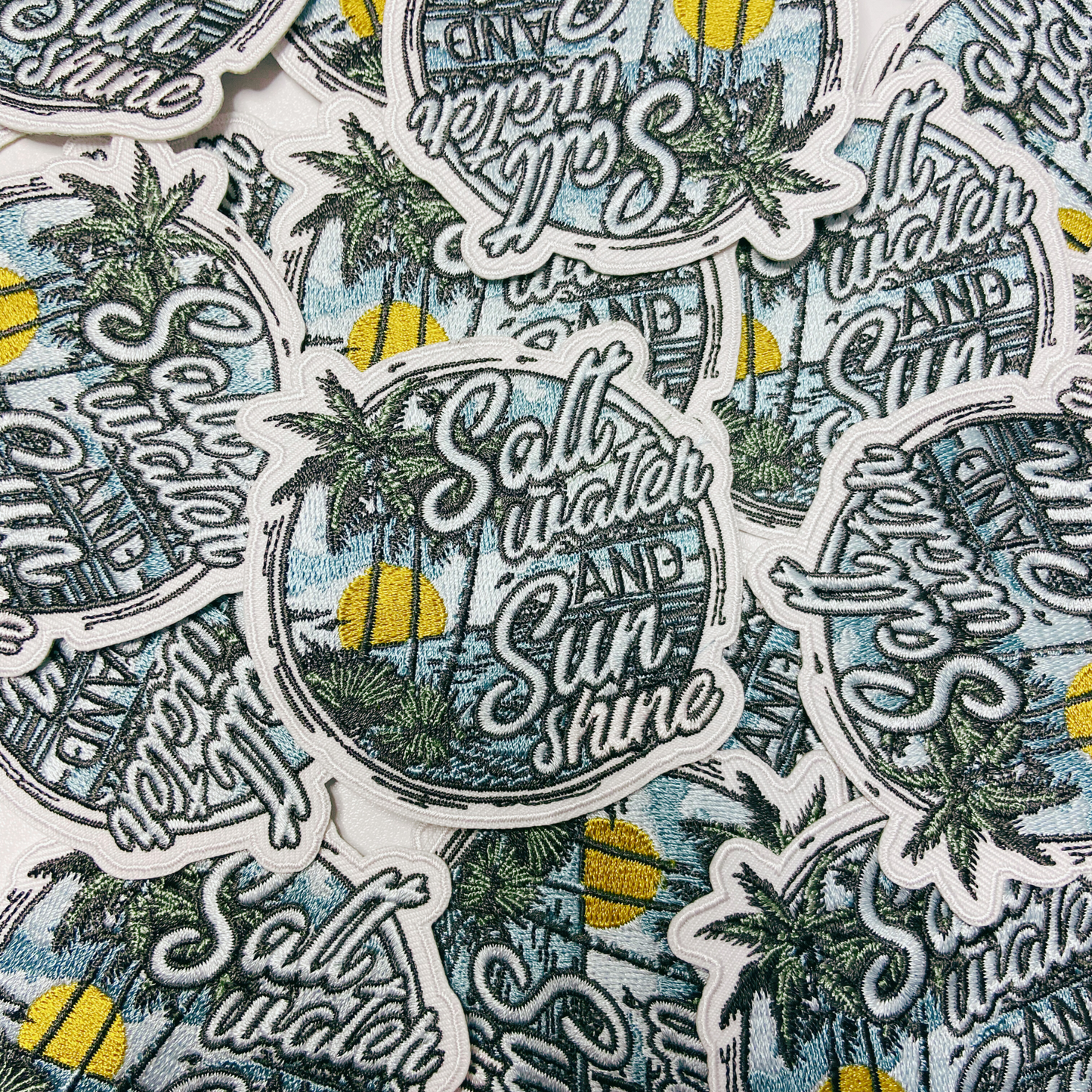 3" Salt Water and Sun Shine  - Embroidered Hat Patch