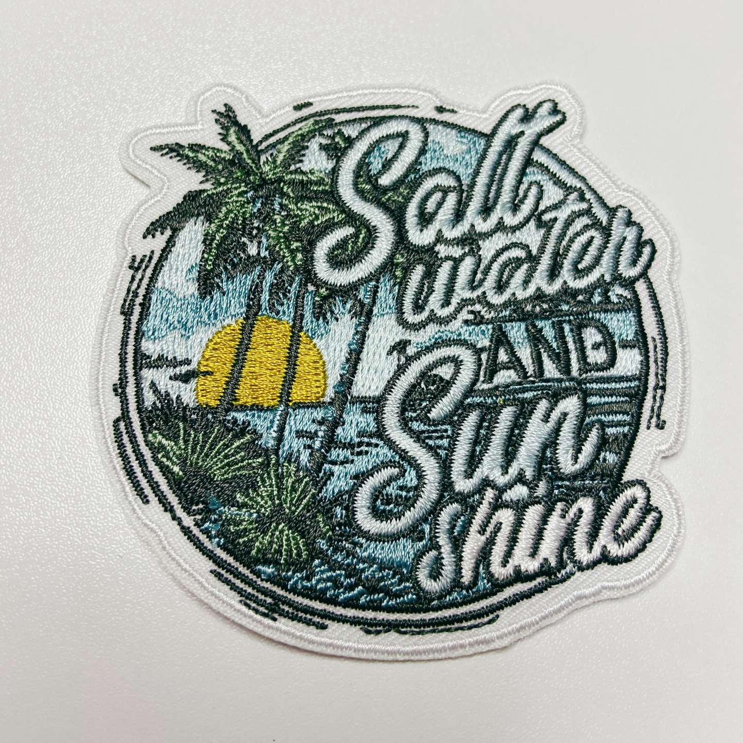 3" Salt Water and Sun Shine  - Embroidered Hat Patch