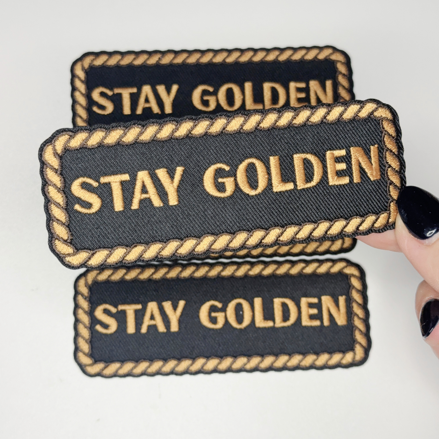 4" Stay Golden -  Embroidered Hat Patch