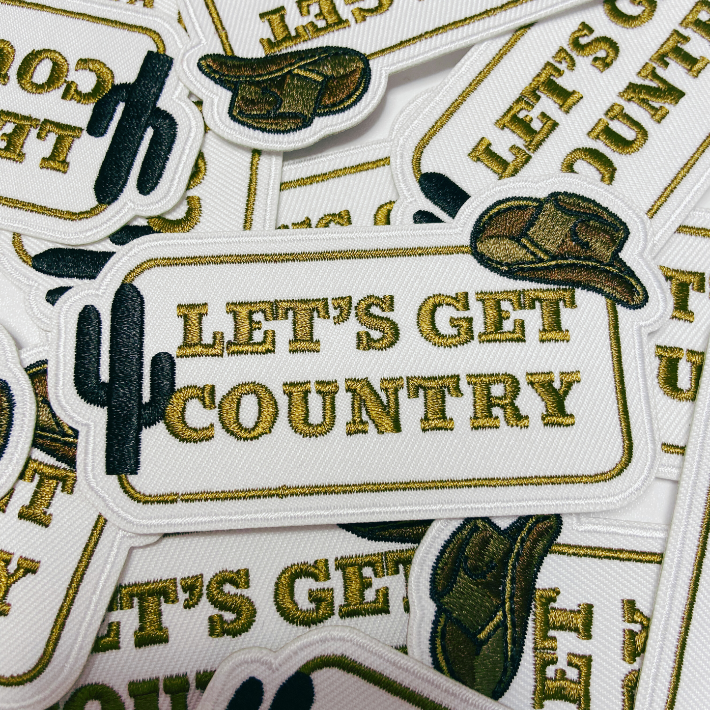 3.5" Let's Get COUNTRY -  Embroidered Hat Patch