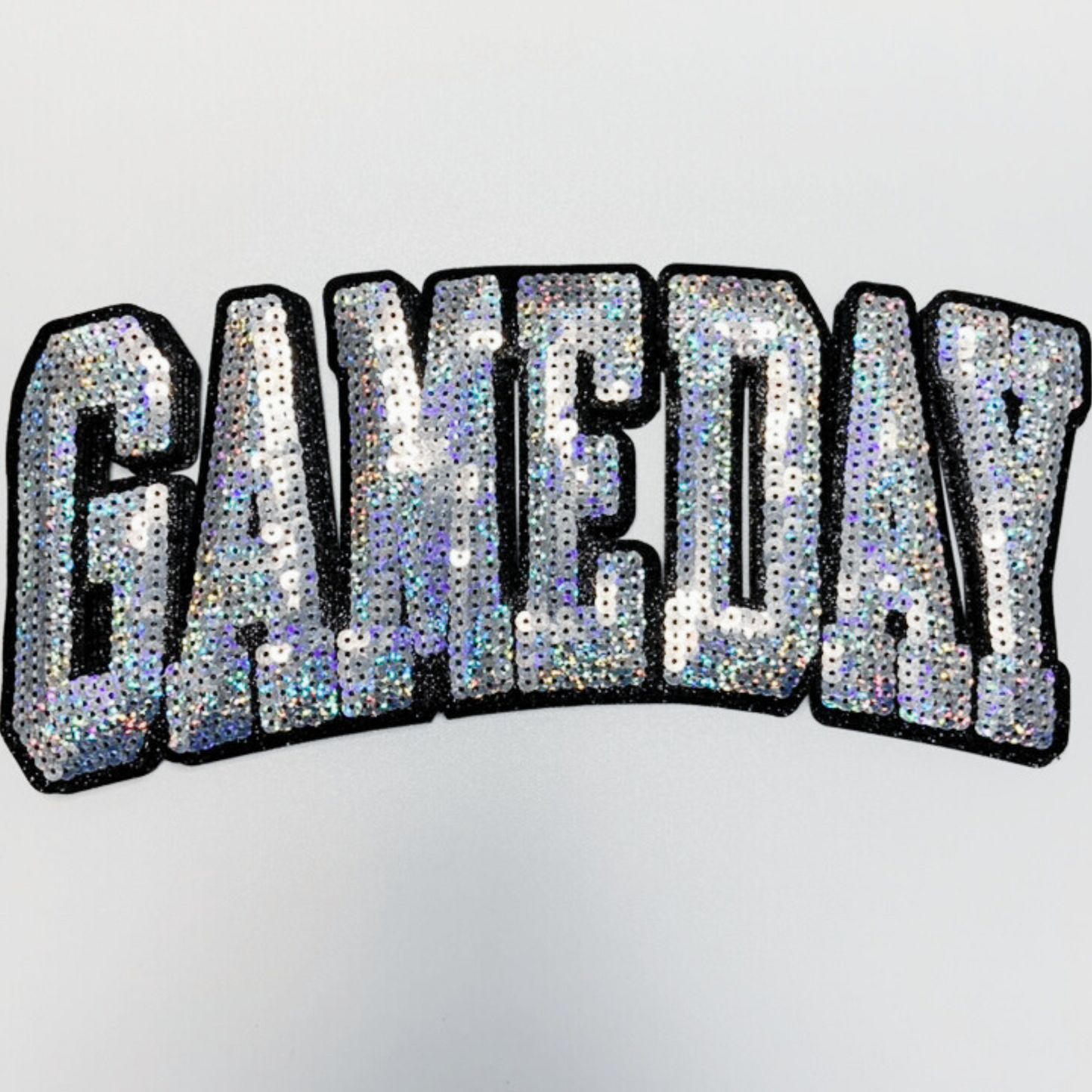 10.5” GAME DAY Iridescent  - SEQUIN Patch w Black or White Backing