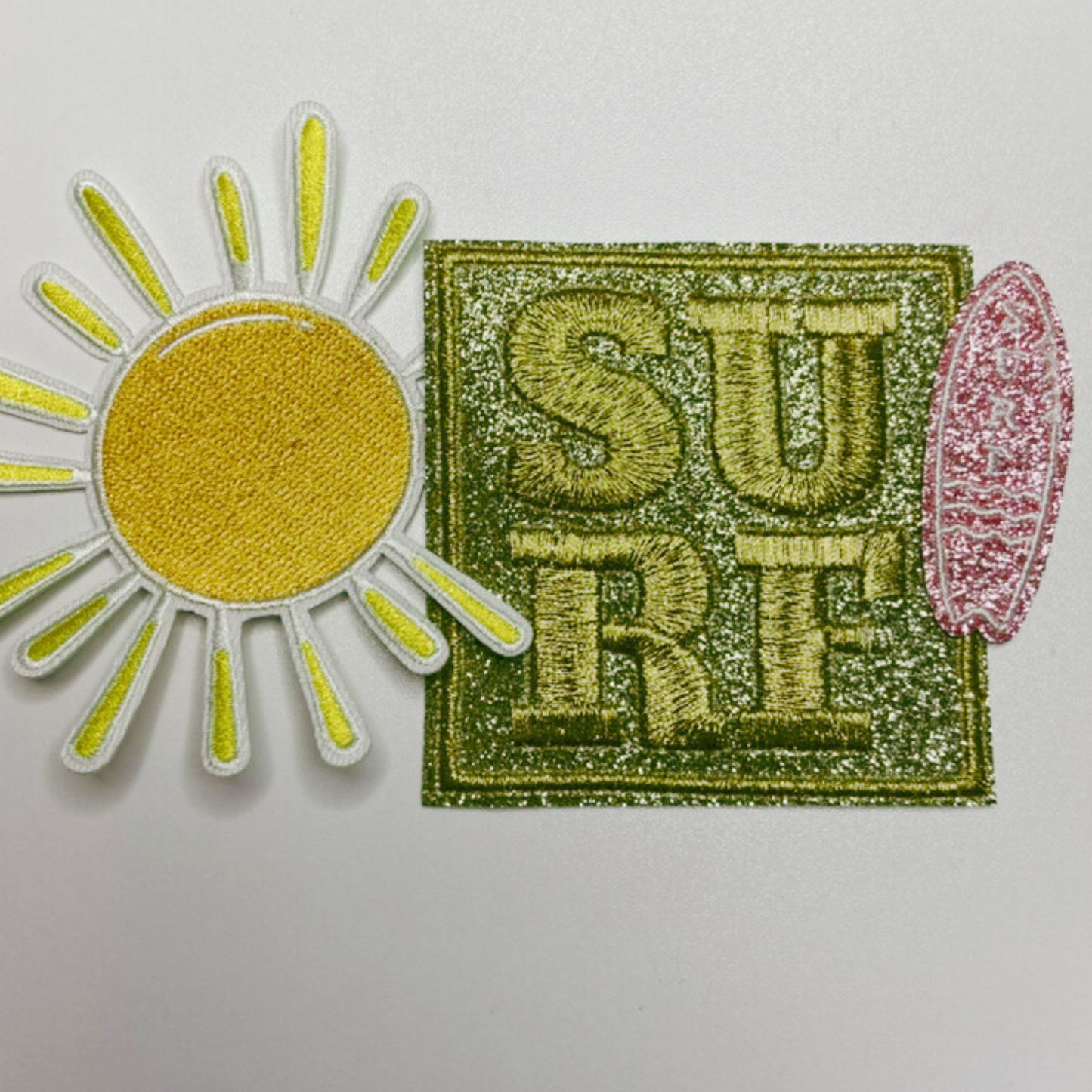 2" Small Glitter SURF board -  Embroidered Hat Patch