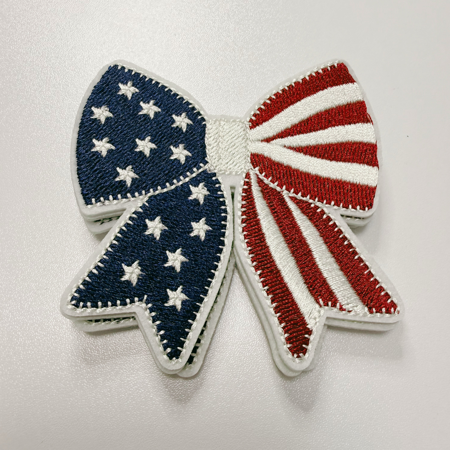 3" Patriotic Bow, USA Flag  -  Embroidered Hat Patch