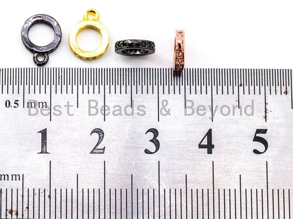 CZ Micro Pave Donut Ring 8mm Charm holder connector Beads, CZ pave Slider Link Beads, Large hole Spacer Beads with Jump Ring, sku#F334