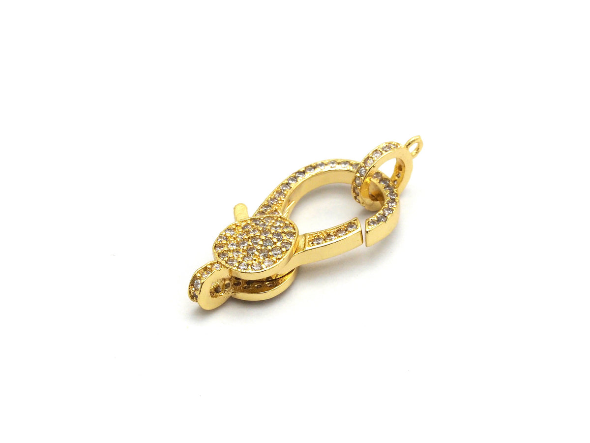 CZ Micro Pave Lobster Claw Clasp, 13x25mm, CZ Pave Clasp, Rose gold/Gold/Silver/Black, sku#H148