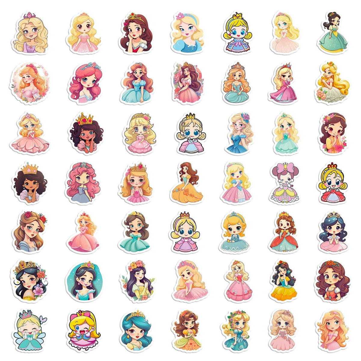 100pcs Princess Stickers – 4 Sheets Waterproof Vinyl for Kids