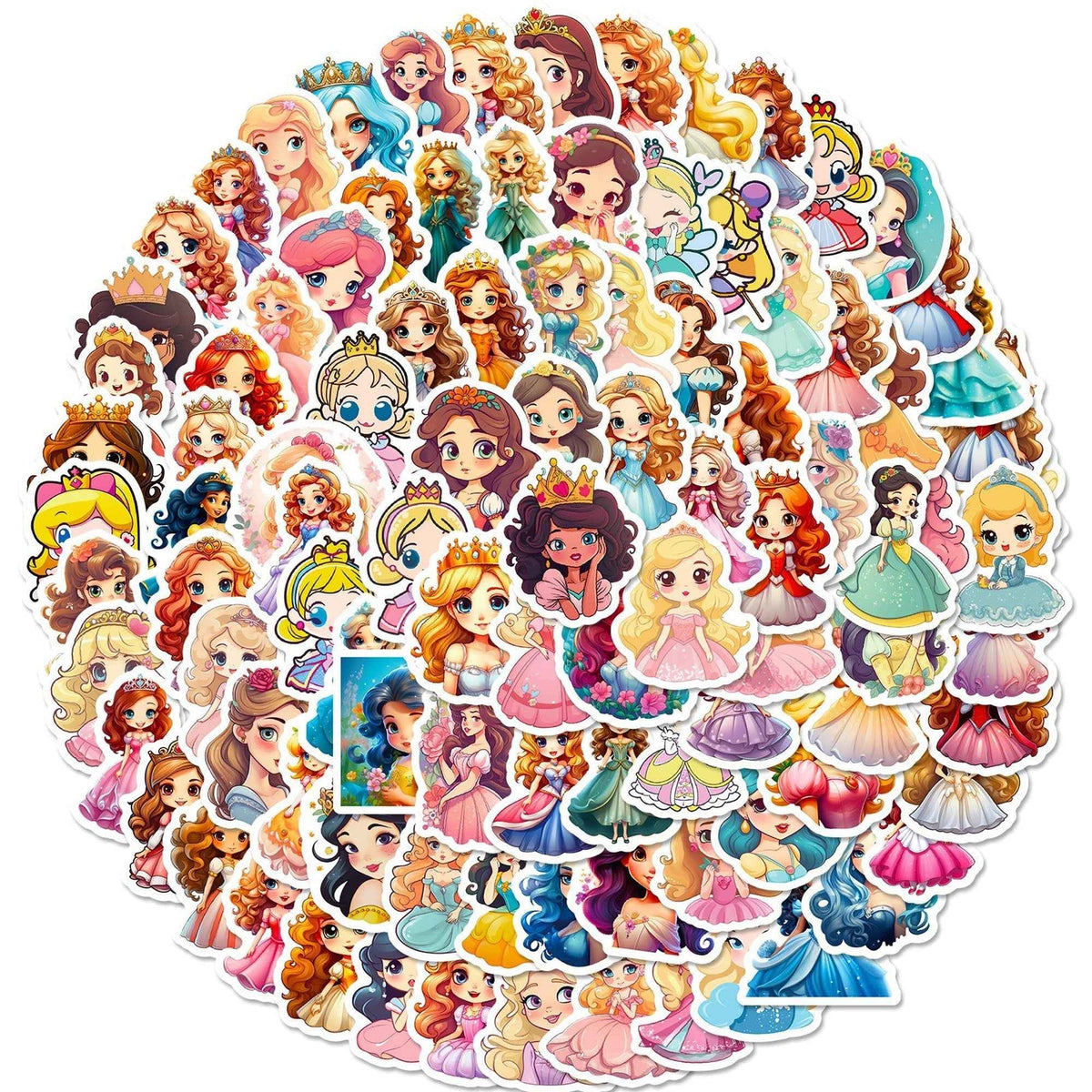 100pcs Princess Stickers – 4 Sheets Waterproof Vinyl for Kids