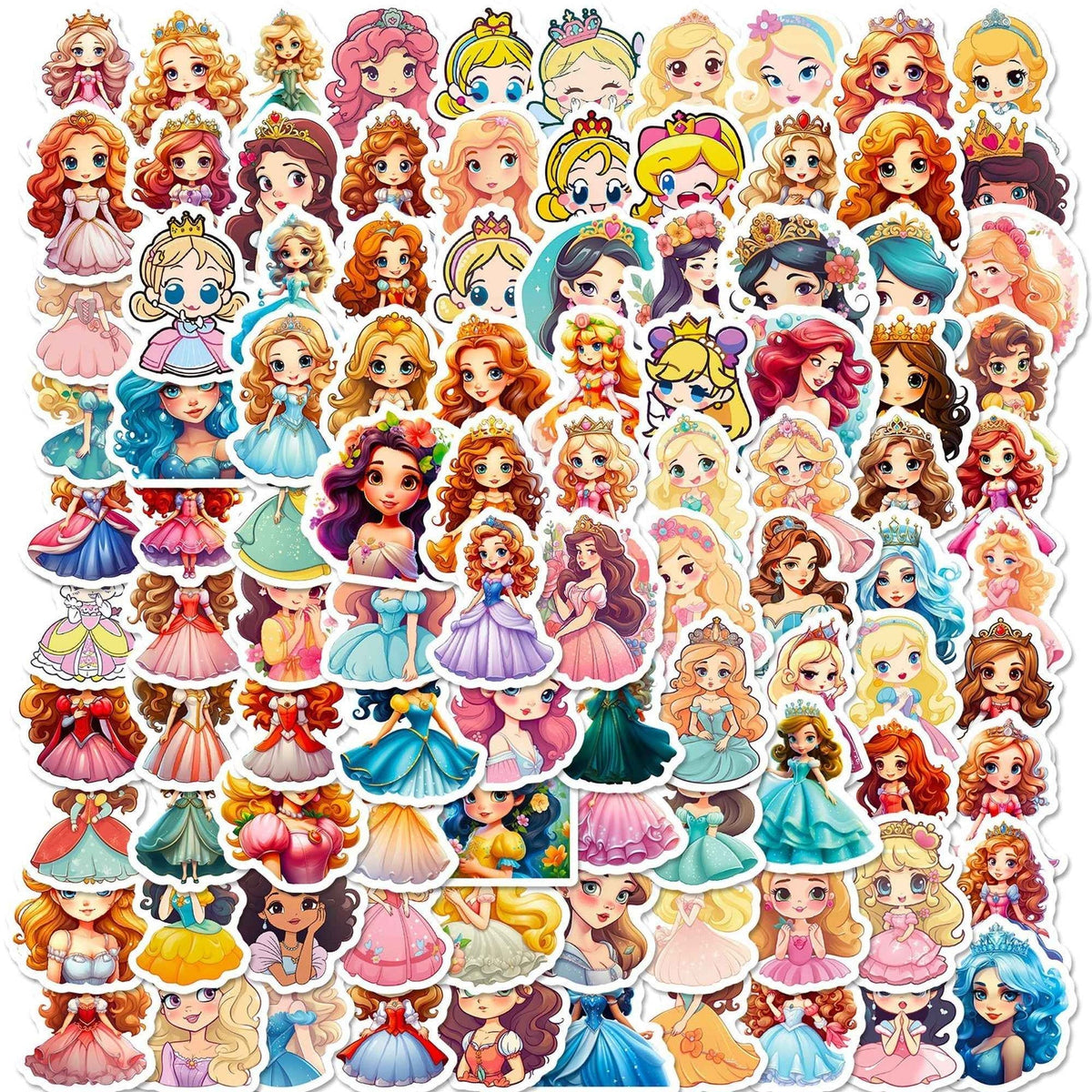100pcs Princess Stickers – 4 Sheets Waterproof Vinyl for Kids