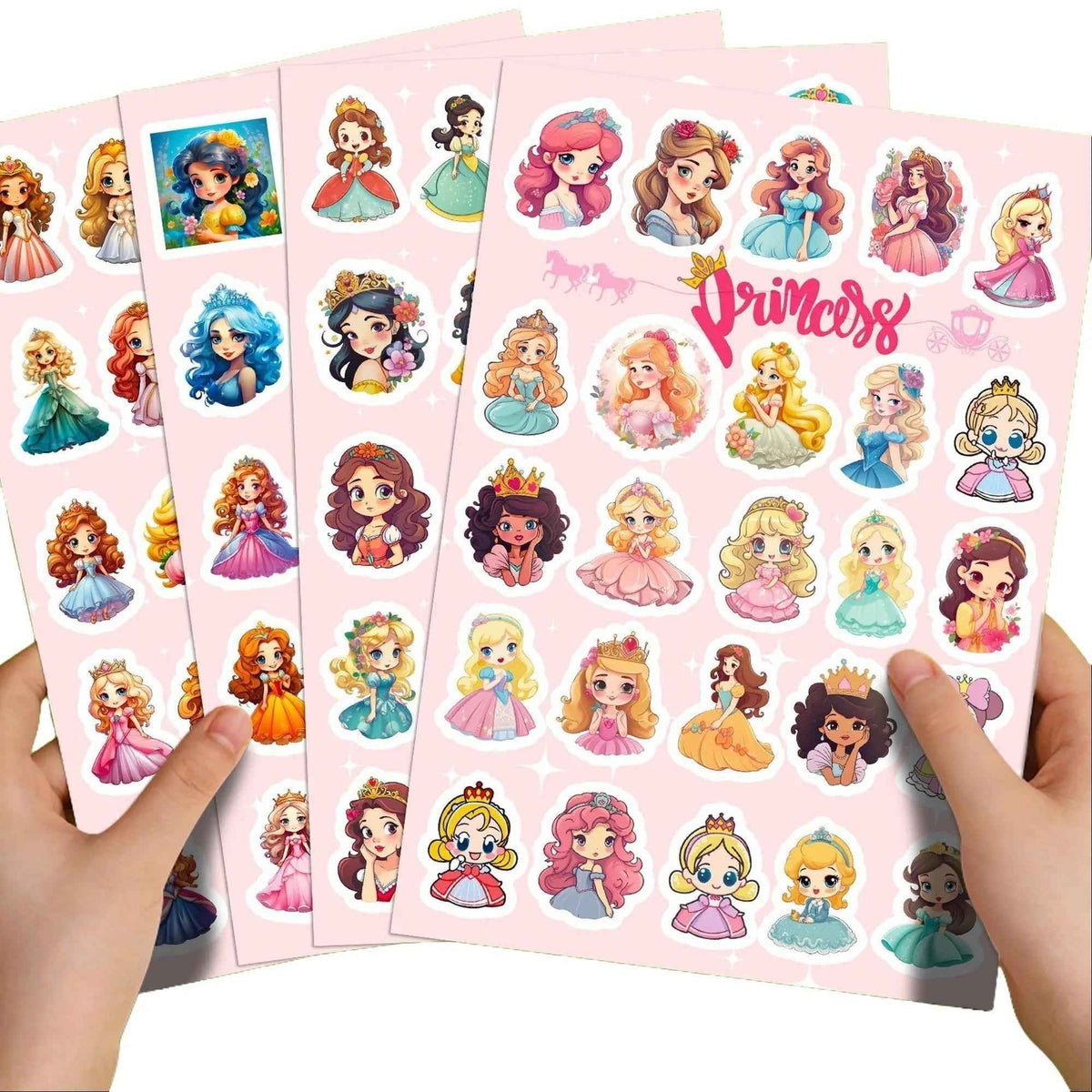 100pcs Princess Stickers – 4 Sheets Waterproof Vinyl for Kids