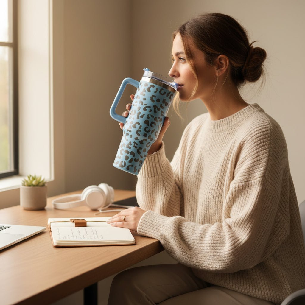 40 oz Tumbler with Leopard Print – Trendy and Insulated for Daily Use