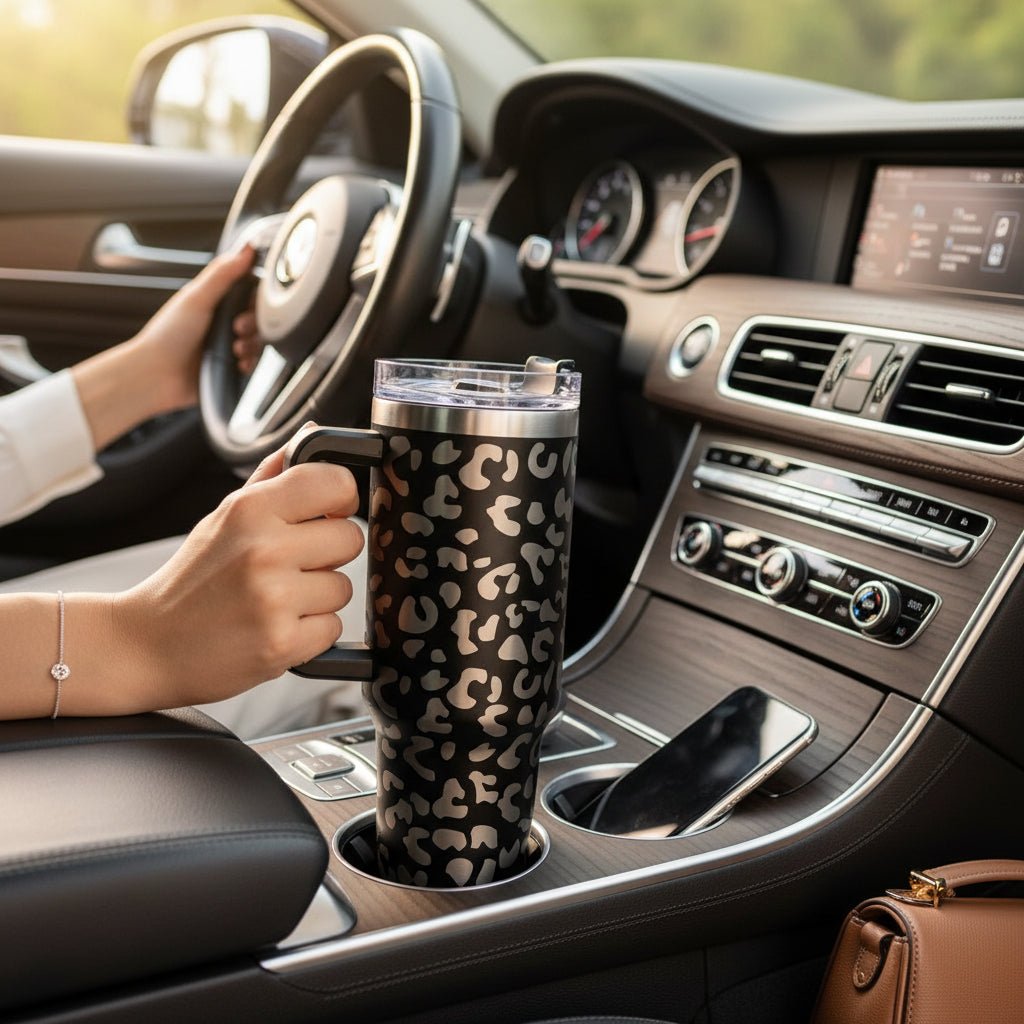 40 oz Tumbler with Leopard Print – Trendy and Insulated for Daily Use