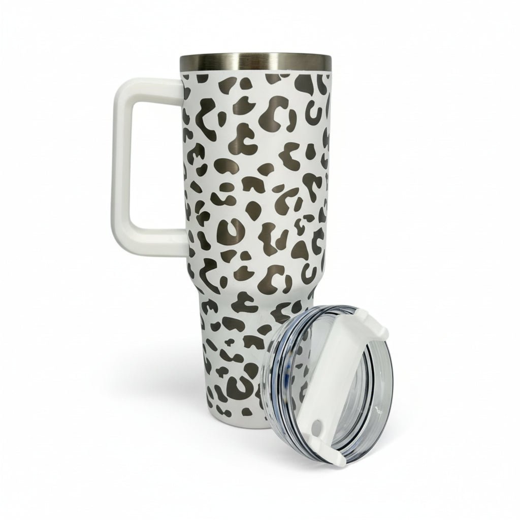 40 oz Tumbler with Leopard Print – Trendy and Insulated for Daily Use