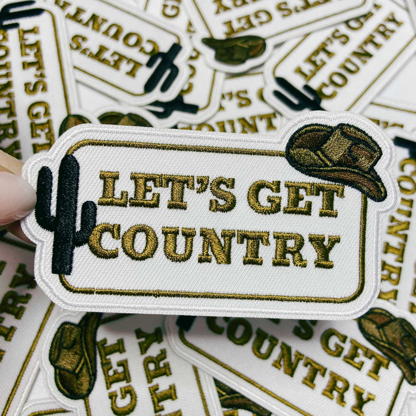 3.5" Let's Get COUNTRY -  Embroidered Hat Patch