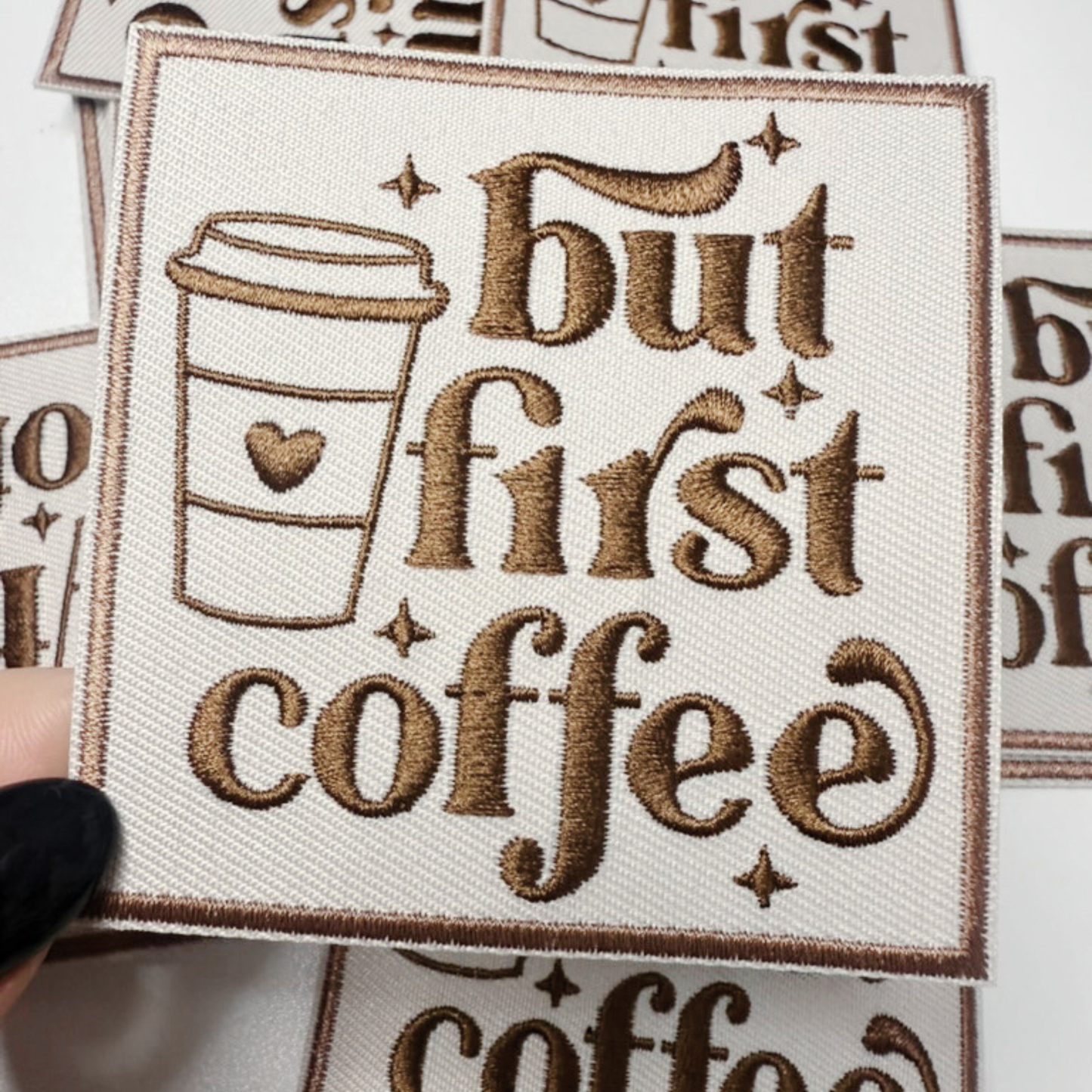 3" But First Coffee  -  Embroidered Hat Patch