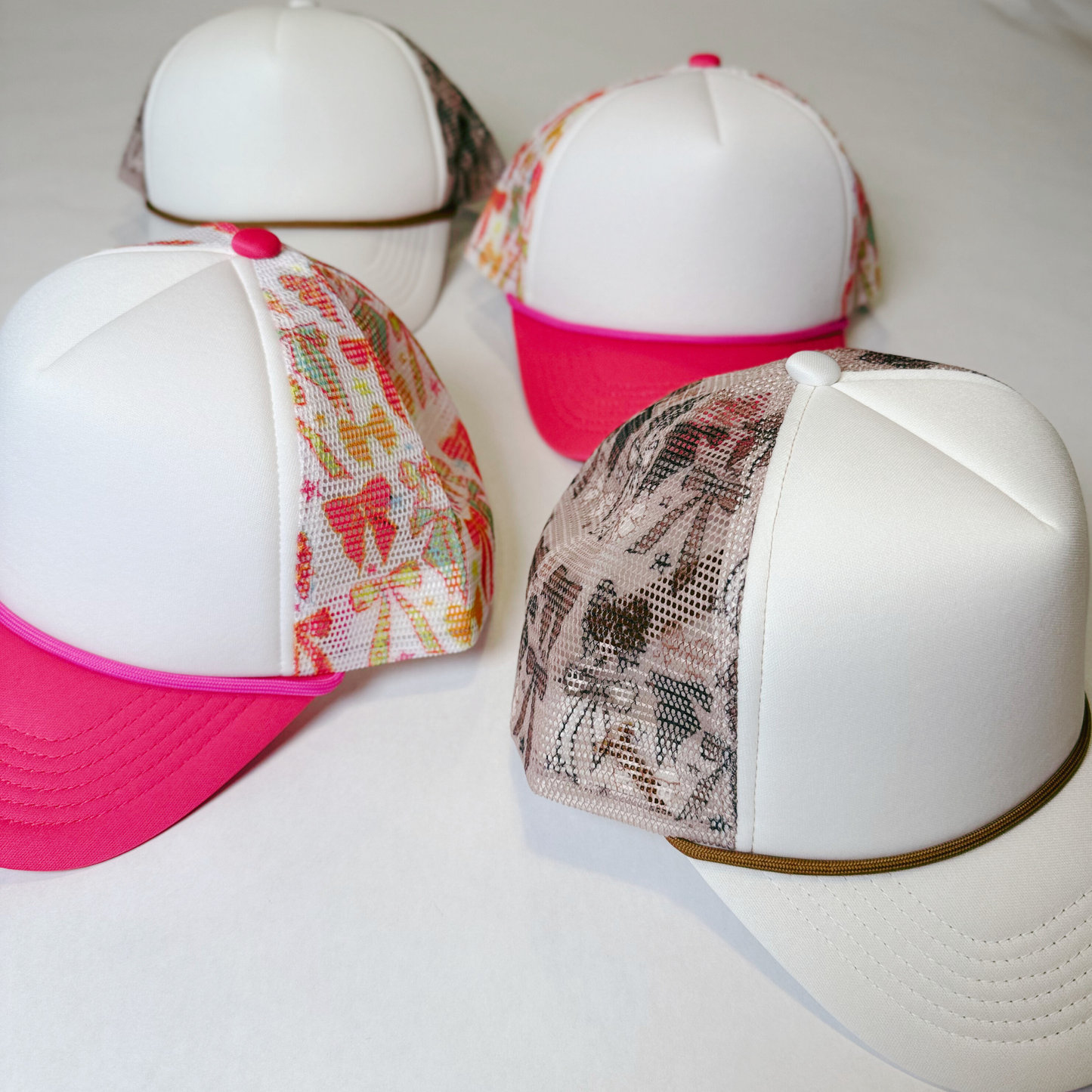 TEELUX - BOW TRUCKER HAT BLANK -  Pink & White
