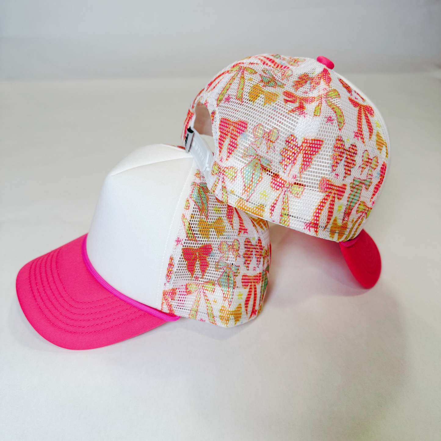 TEELUX - BOW TRUCKER HAT BLANK -  Pink & White