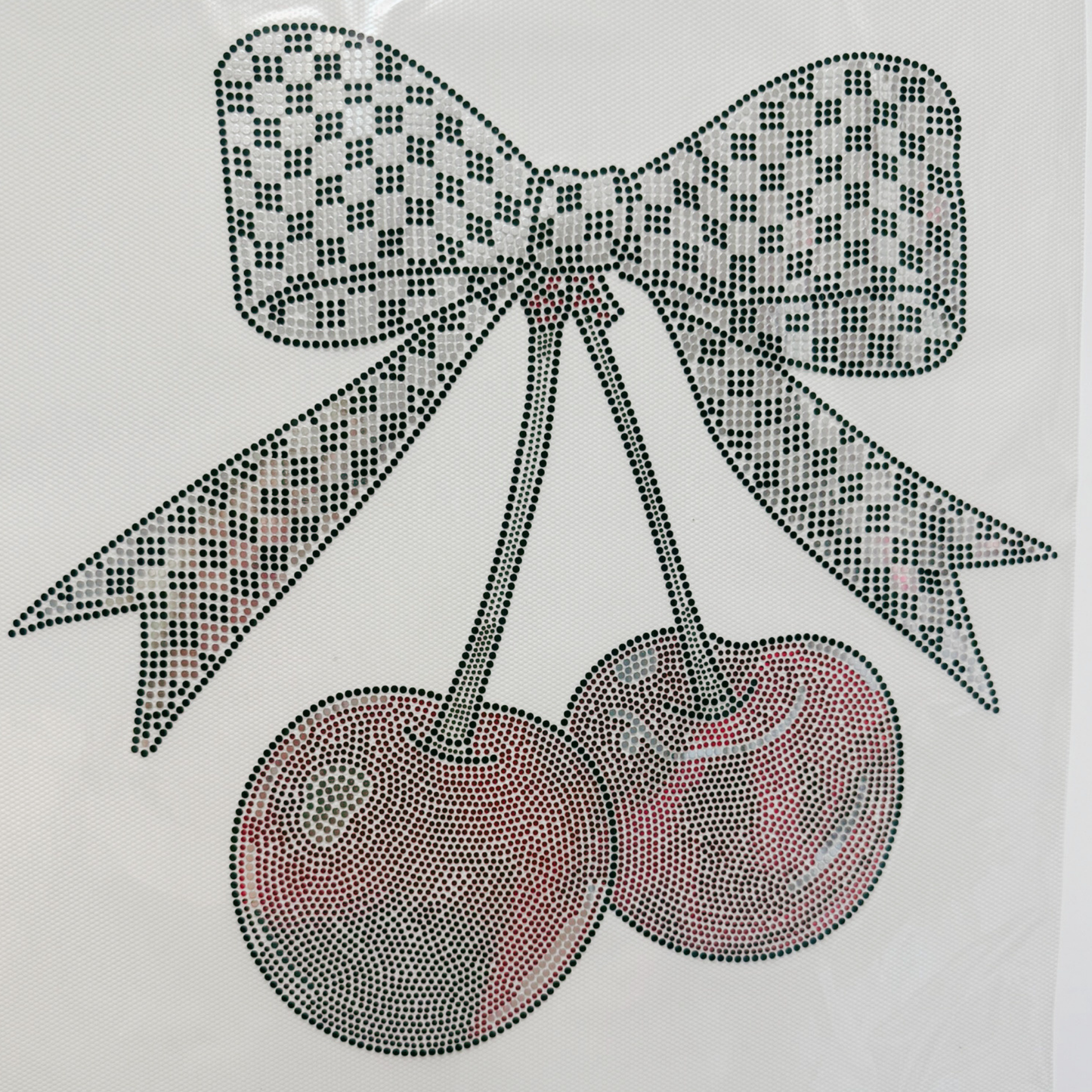 11" Cherries w Checkered Bow - SPANGLE  COLD PEEL