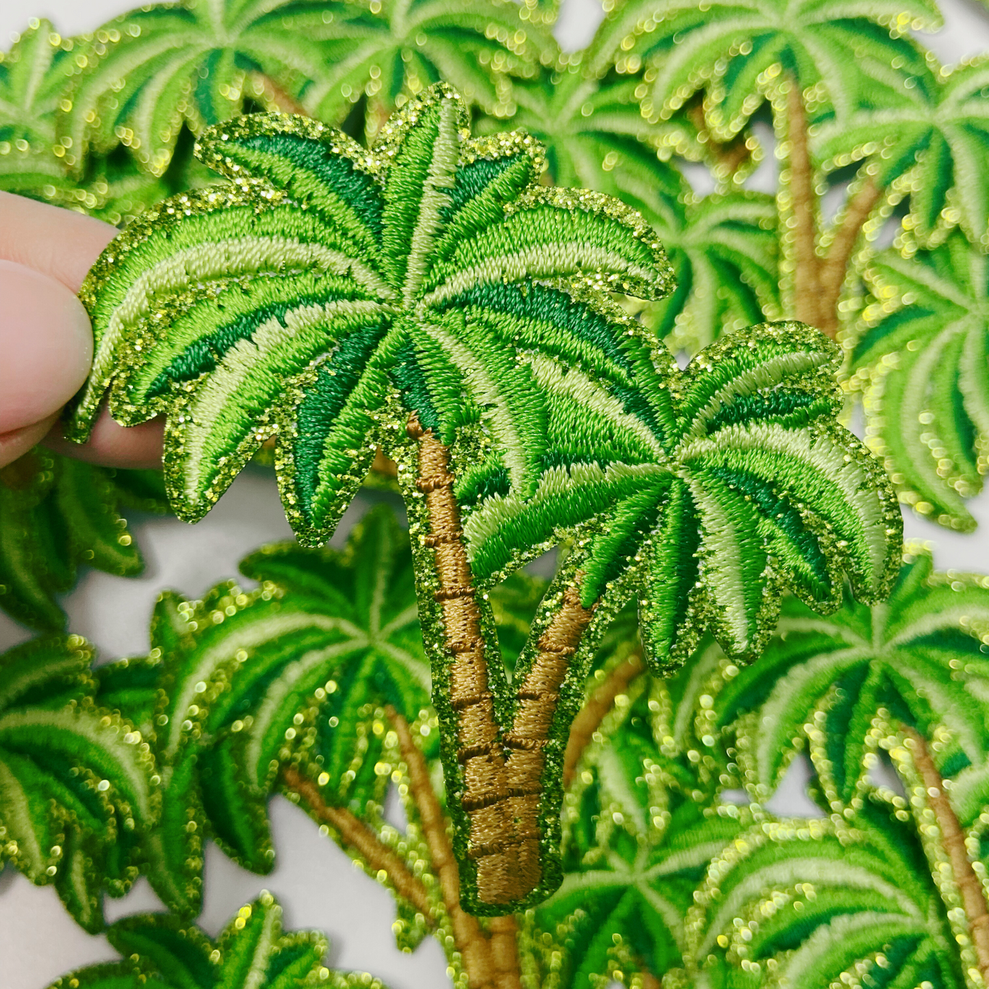 2.5" Green Palm Trees -  Embroidered Hat Patch