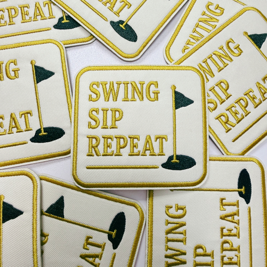 3" Swing Sip Repeat ( GOLF)  -  Embroidered Hat Patch