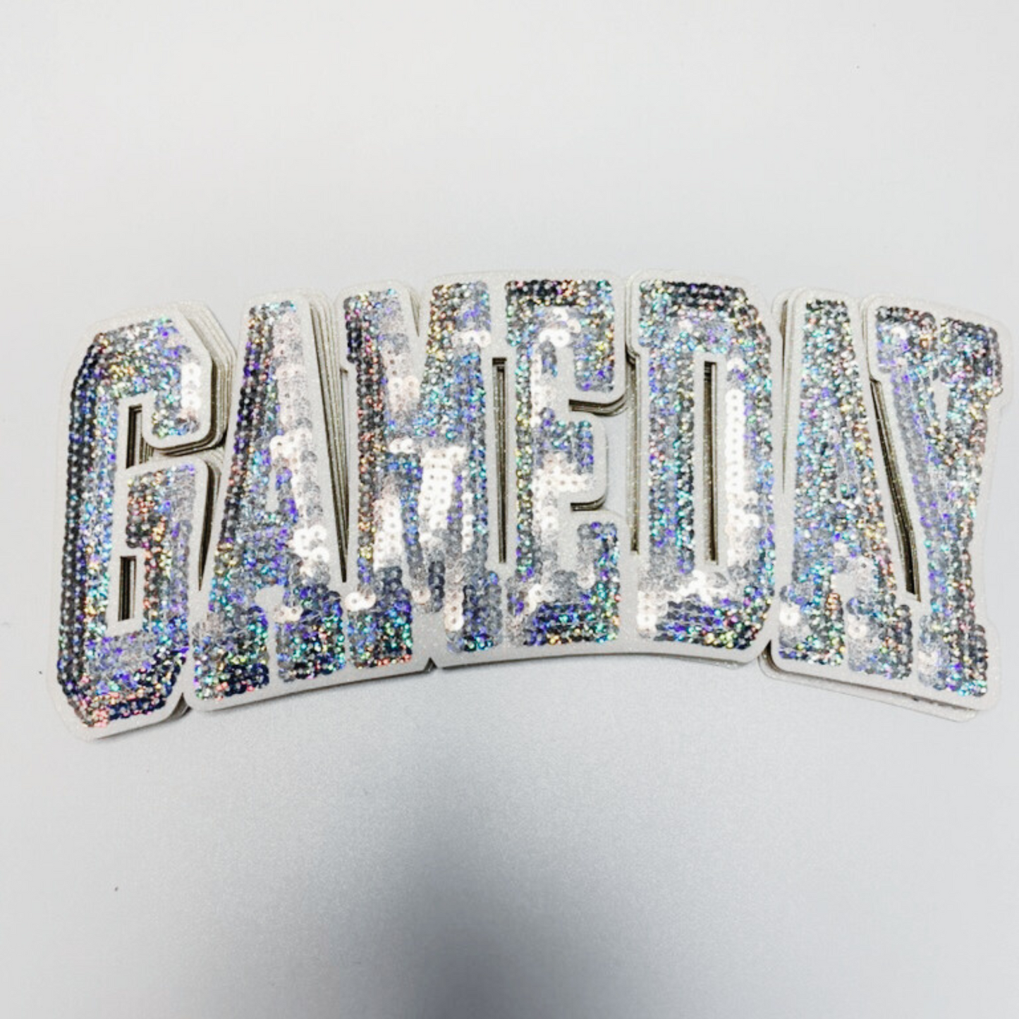 10.5” GAME DAY Iridescent  - SEQUIN Patch w Black or White Backing