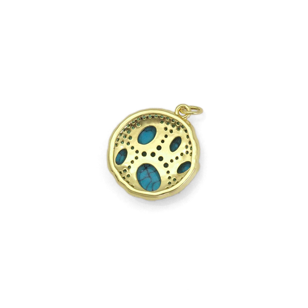 Gold Turquoise Green CZ Paw Print Pendant, Sku#Y799