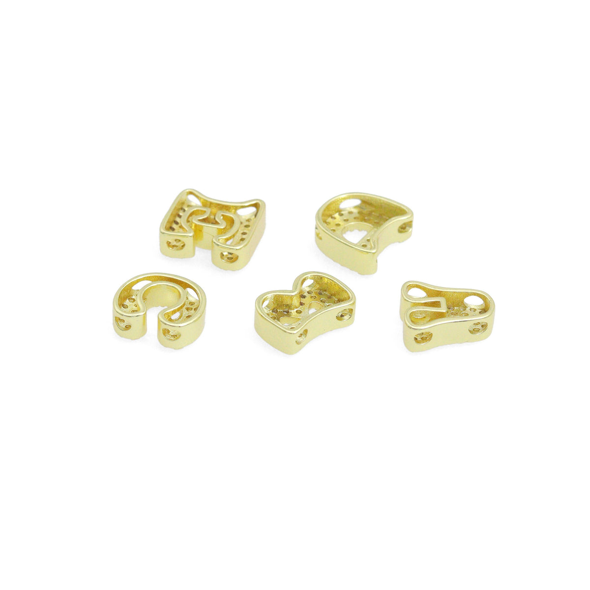 Gold Silver CZ Gold Alphabet Initial Letter Charm Pendant Bead,Sku#LX888