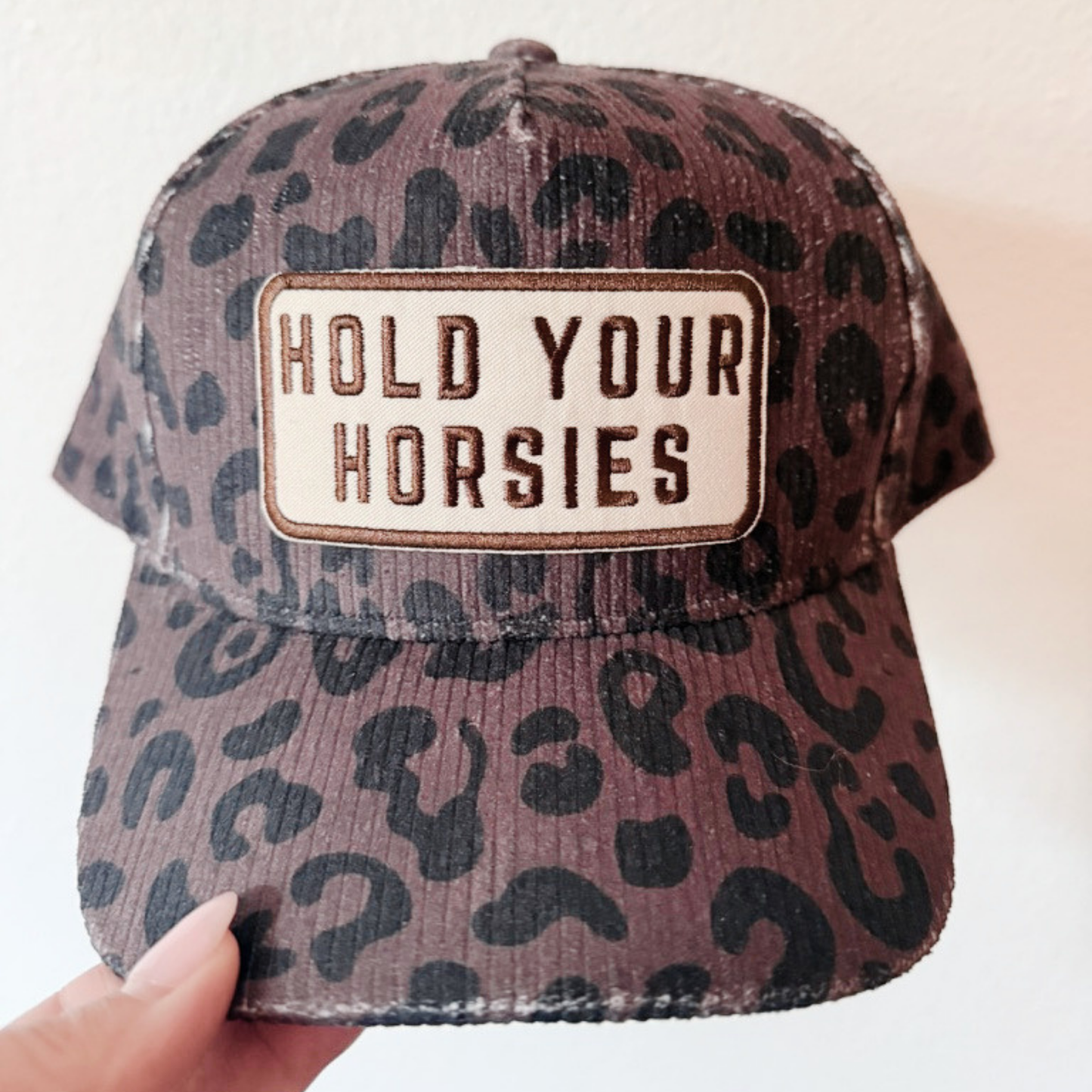 4" Hold Your HORSIES -  Embroidered Hat Patch