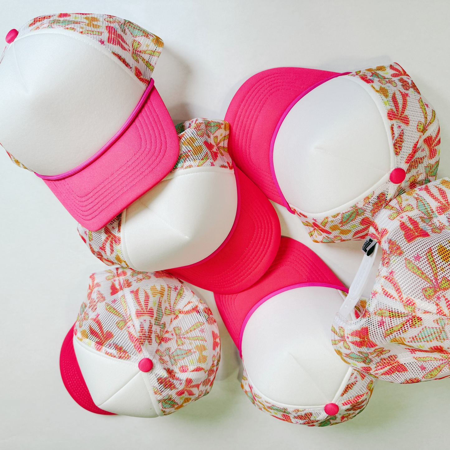 TEELUX - BOW TRUCKER HAT BLANK -  Pink & White
