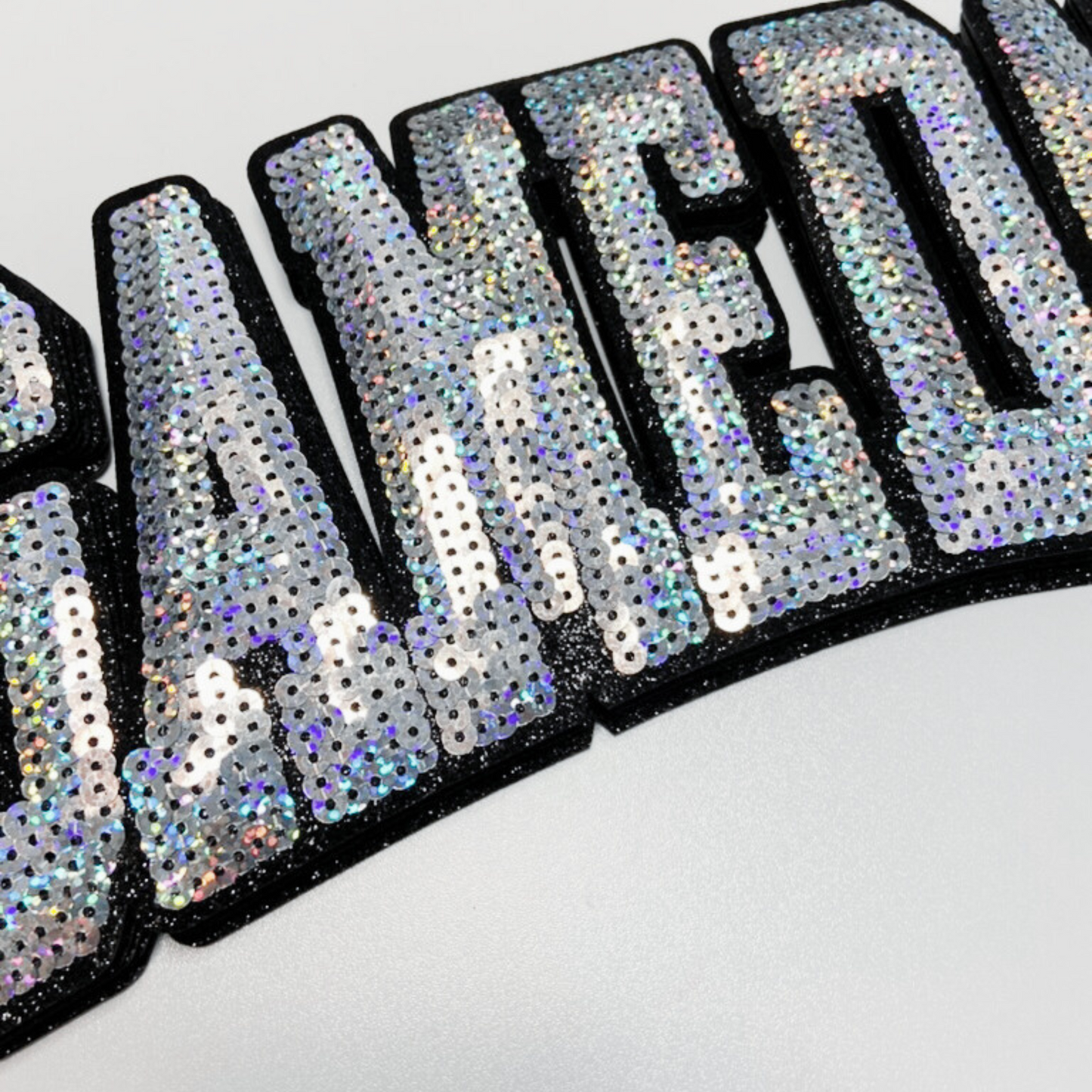 10.5” GAME DAY Iridescent  - SEQUIN Patch w Black or White Backing
