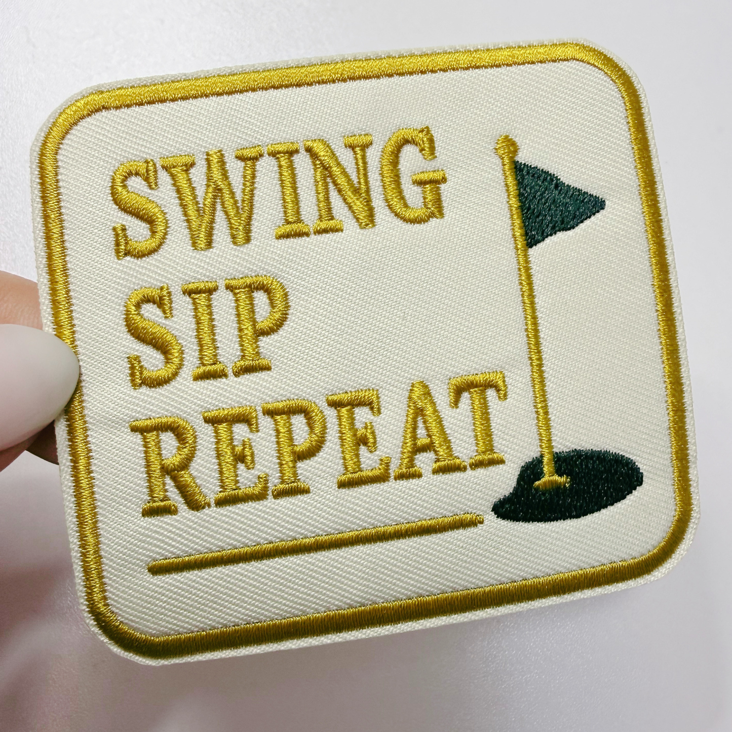 3" Swing Sip Repeat ( GOLF)  -  Embroidered Hat Patch