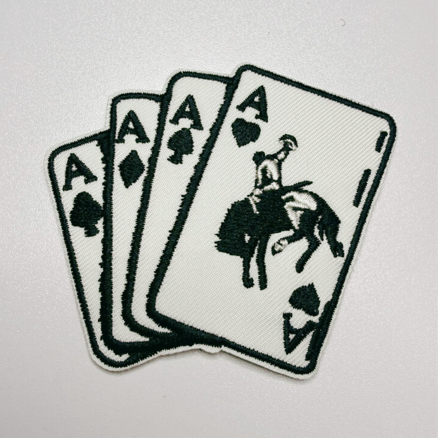 3" Bucking Aces   -  Embroidered Hat Patch