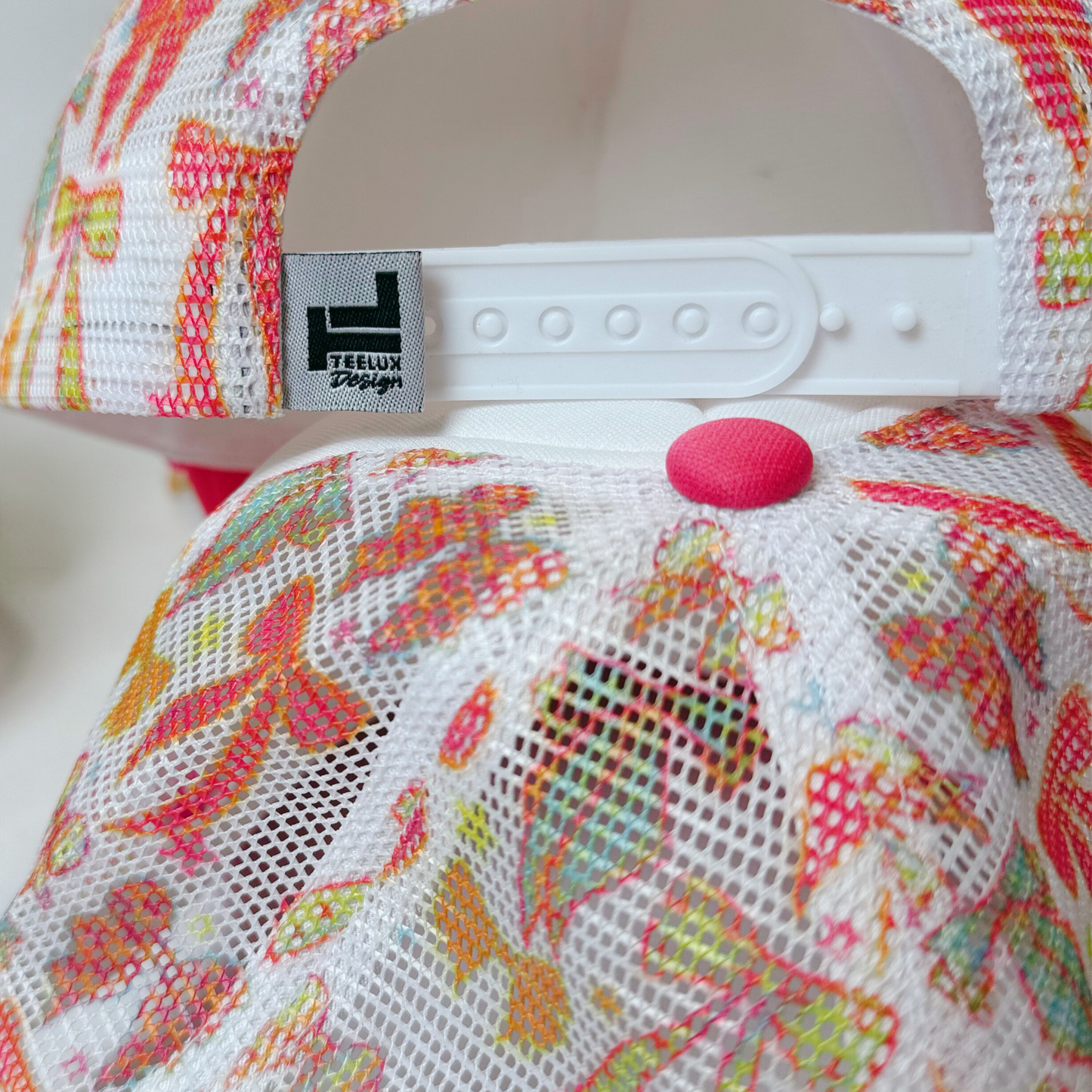 TEELUX - BOW TRUCKER HAT BLANK -  Pink & White