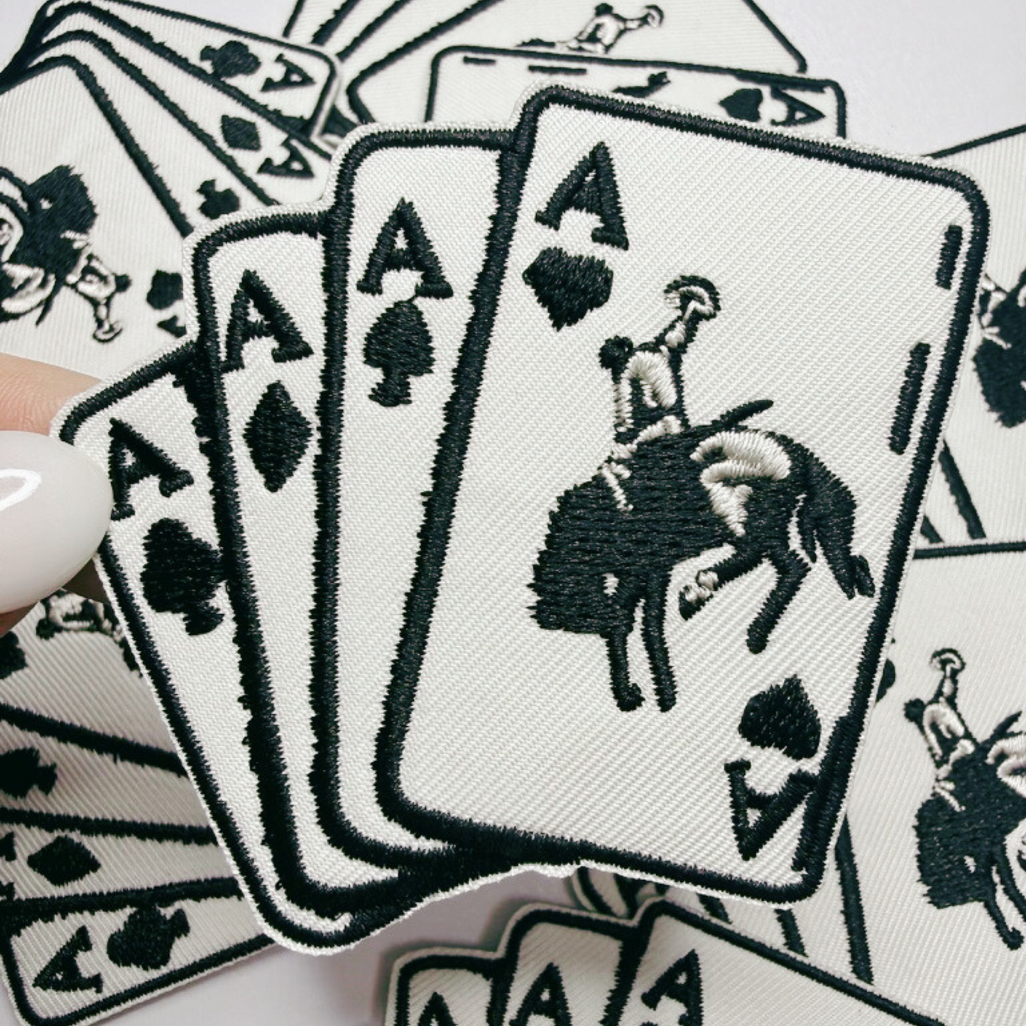 3" Bucking Aces   -  Embroidered Hat Patch