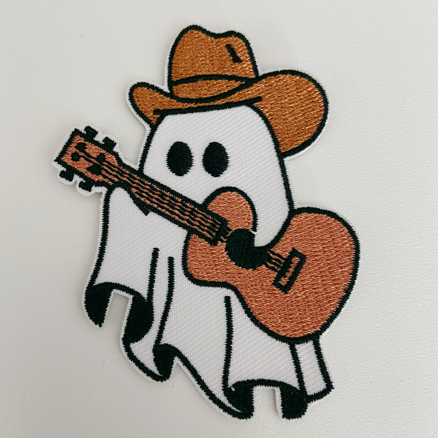 3" Western Ghost w Guitar -  Embroidered Hat Patch