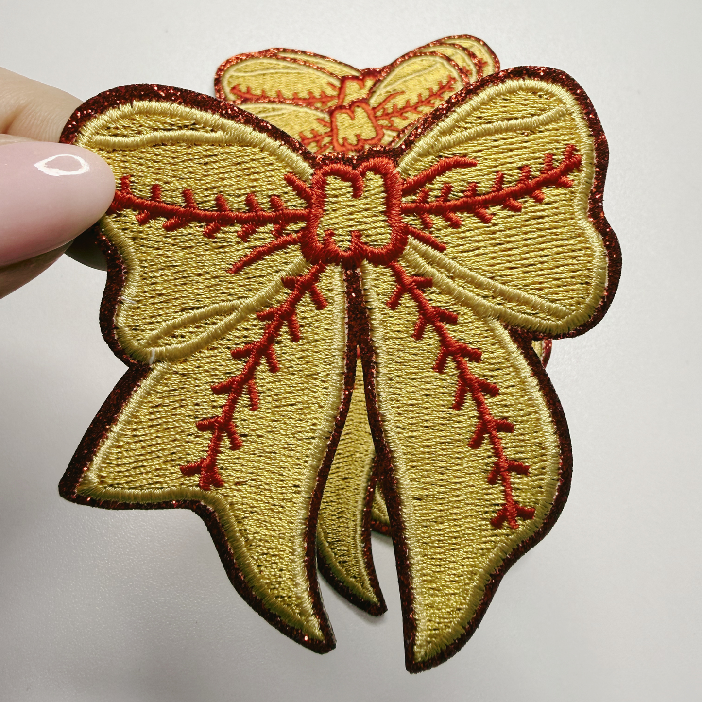 3” Softball Bow -  Embroidered Hat Patch