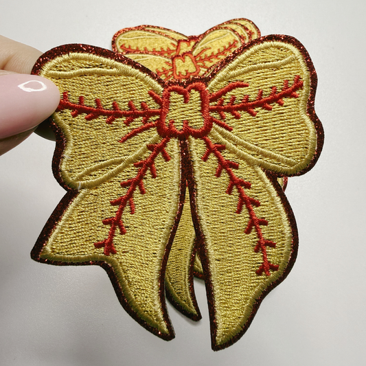 3” Softball Bow -  Embroidered Hat Patch