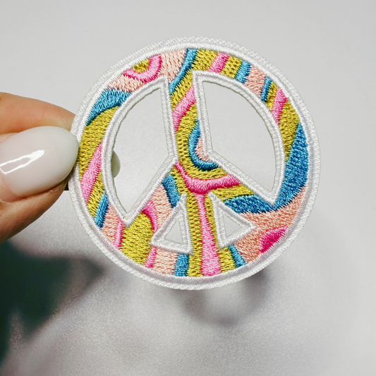 2" Multicolored peace sign -  Embroidered Hat Patch