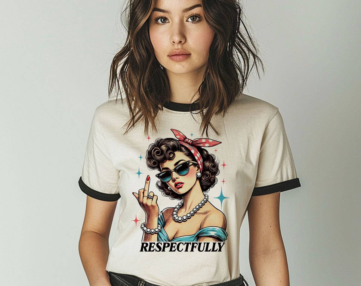 Respectfully Retro Lady Ringer T-Shirt, Retro Contrast Trim Tee