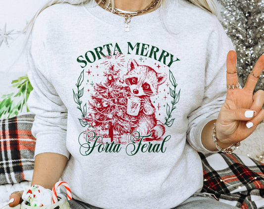 Ugly Christmas Sweater Sweatshirt – Sorta Merry Sorta Feral