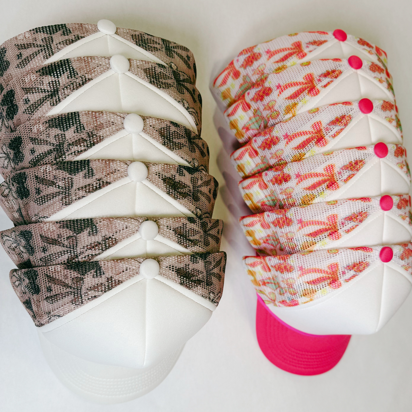 TEELUX - BOW TRUCKER HAT BLANK -  Pink & White