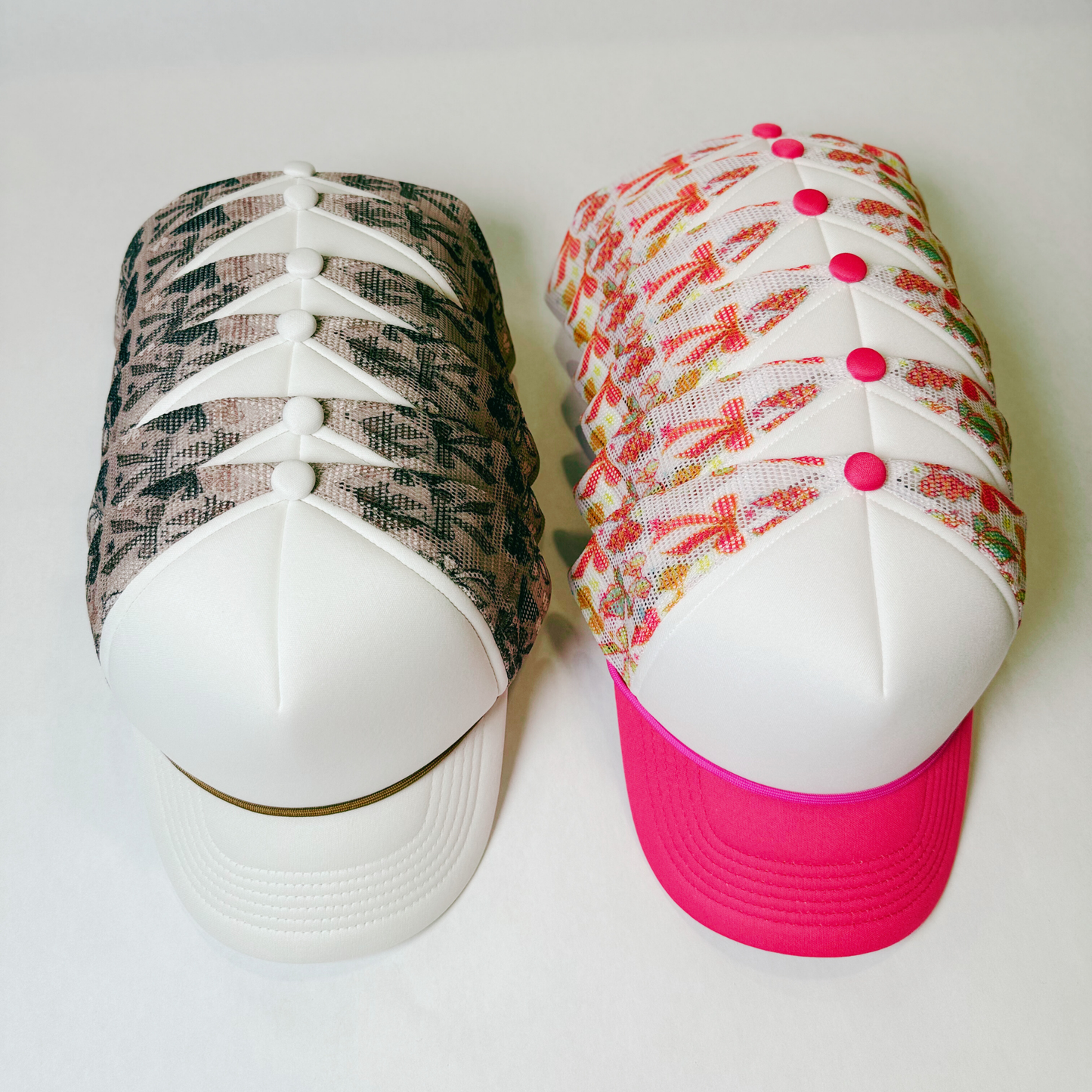TEELUX - BOW TRUCKER HAT BLANK -  Pink & White