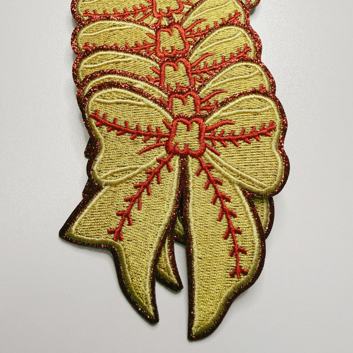 3” Softball Bow -  Embroidered Hat Patch