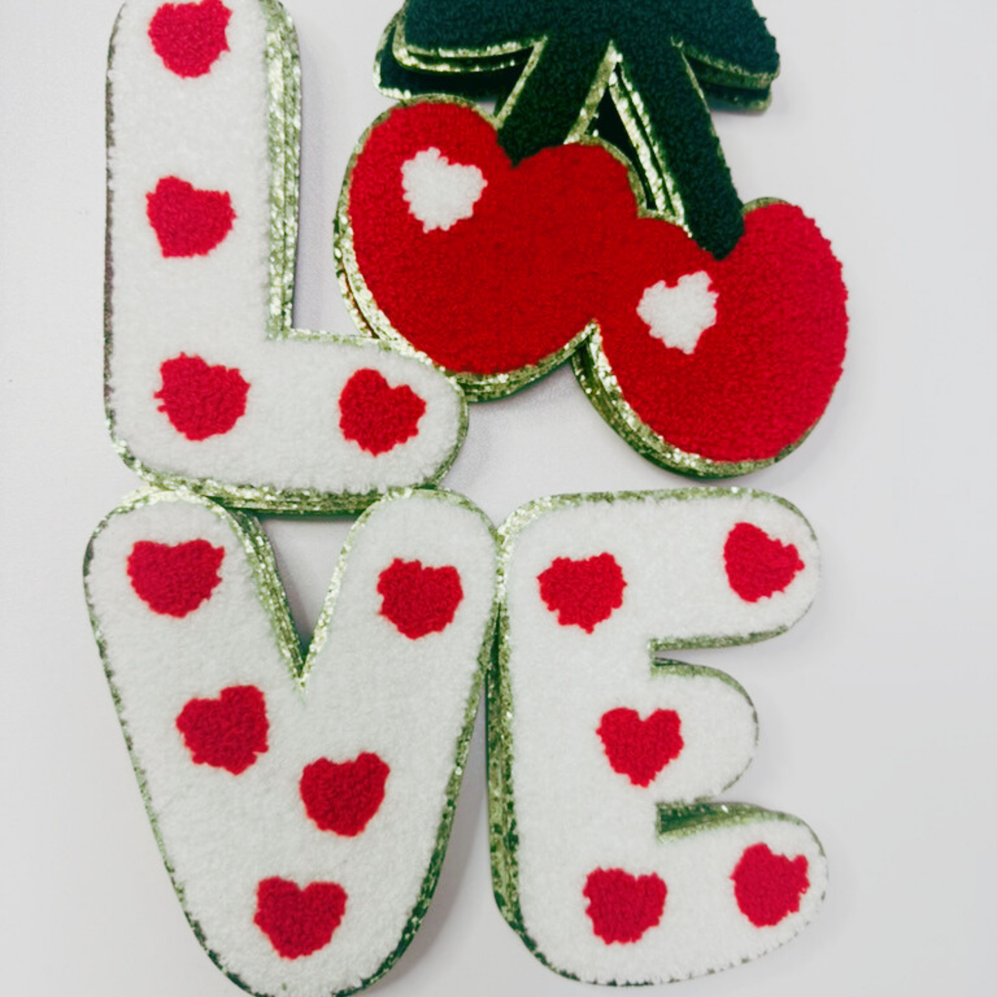8" x 10" LOVE w Cherries - Chenille Patch