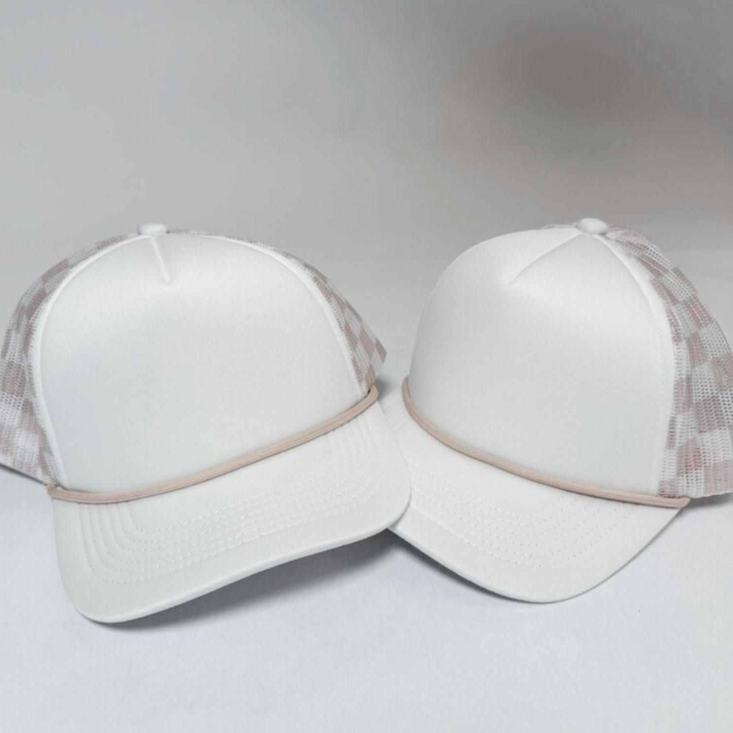 TEELUX - TRUCKER HAT BLANK - Beige Neutral Checkered