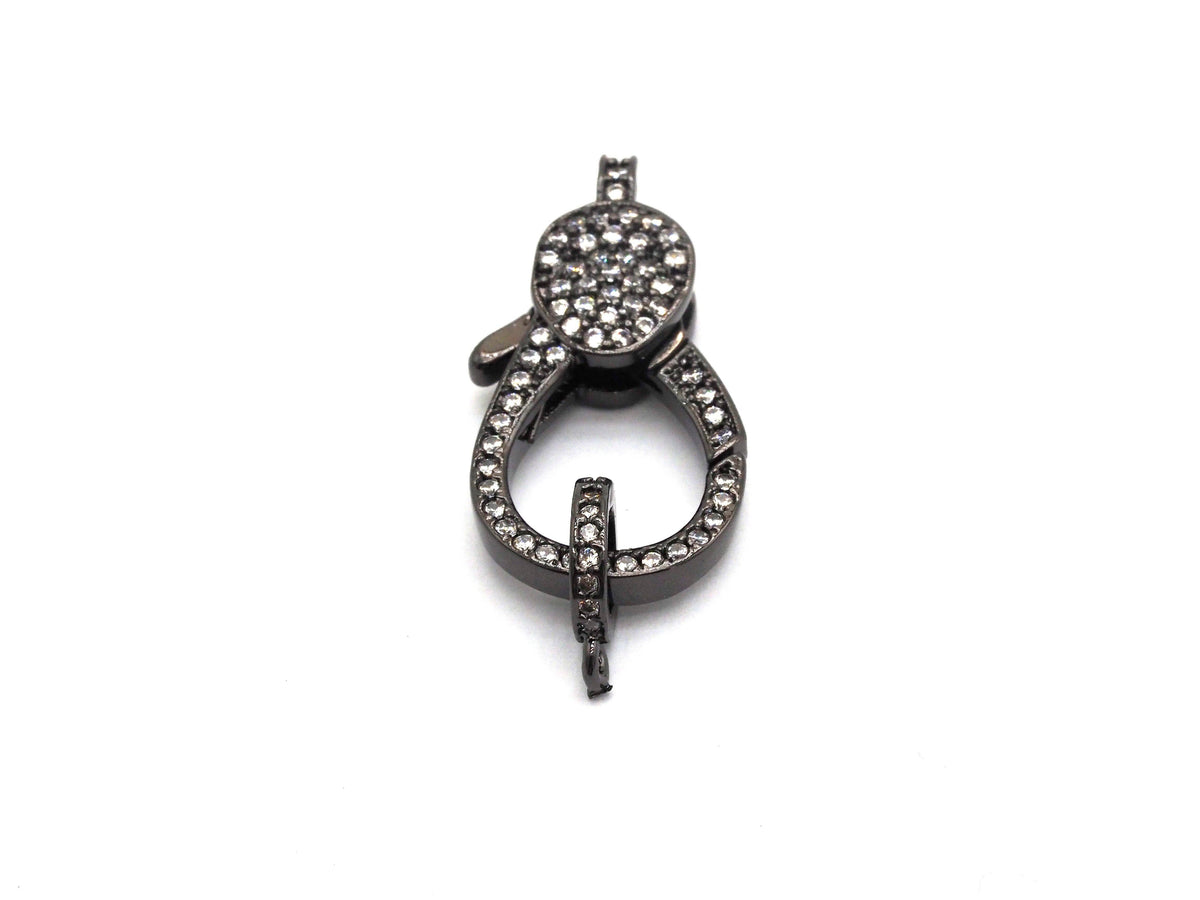 CZ Micro Pave Lobster Claw Clasp, 13x25mm, CZ Pave Clasp, Rose gold/Gold/Silver/Black, sku#H148