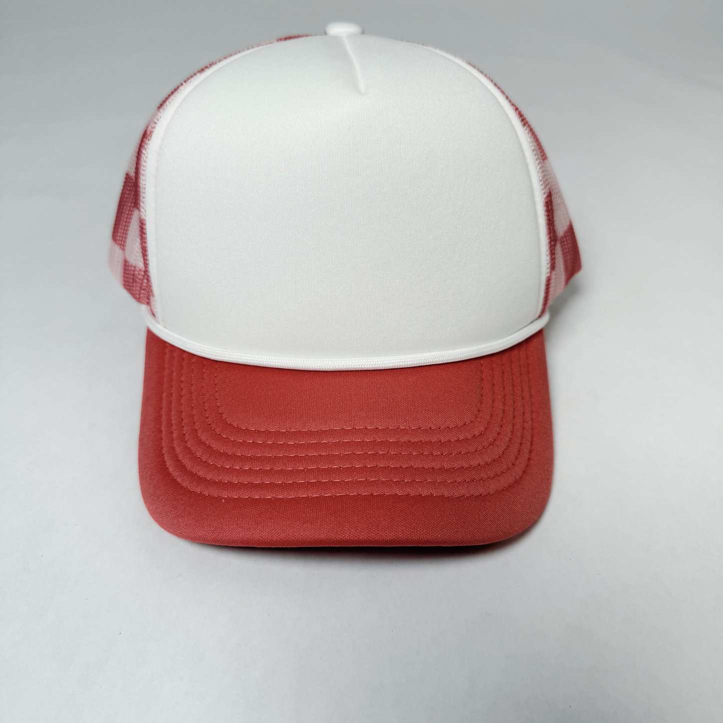 TEELUX - TRUCKER HAT BLANK - Coral Pink Checkered