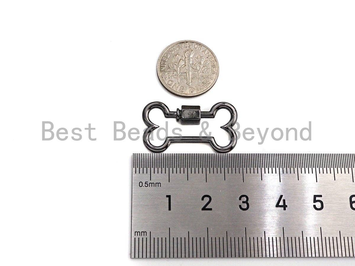 Dog Bone Shape Clasp, CZ Pave ScrewClasp, Pet Charm, Gold/Silver/Rose Gold/Black Carabiner Clasp, 14x26mm, sku#H299