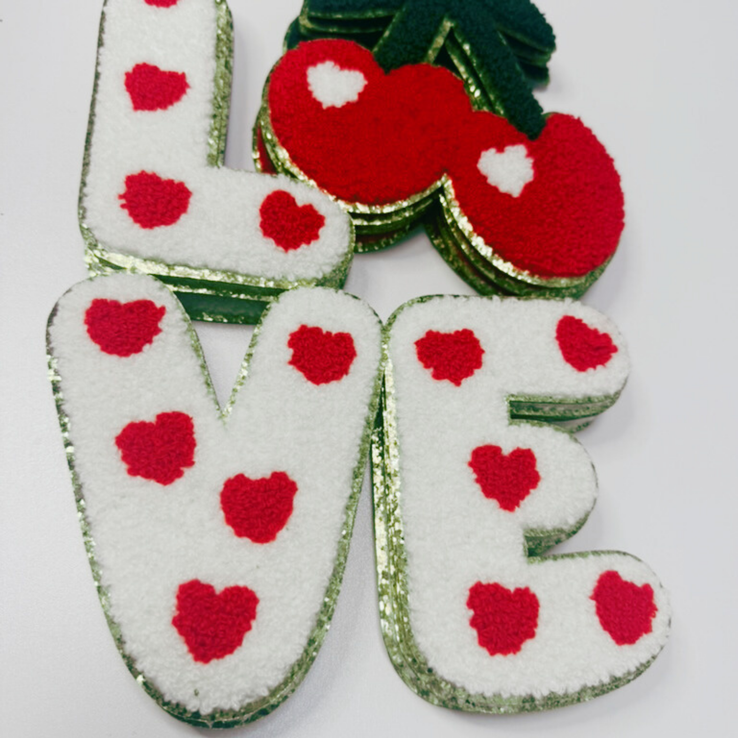 8" x 10" LOVE w Cherries - Chenille Patch