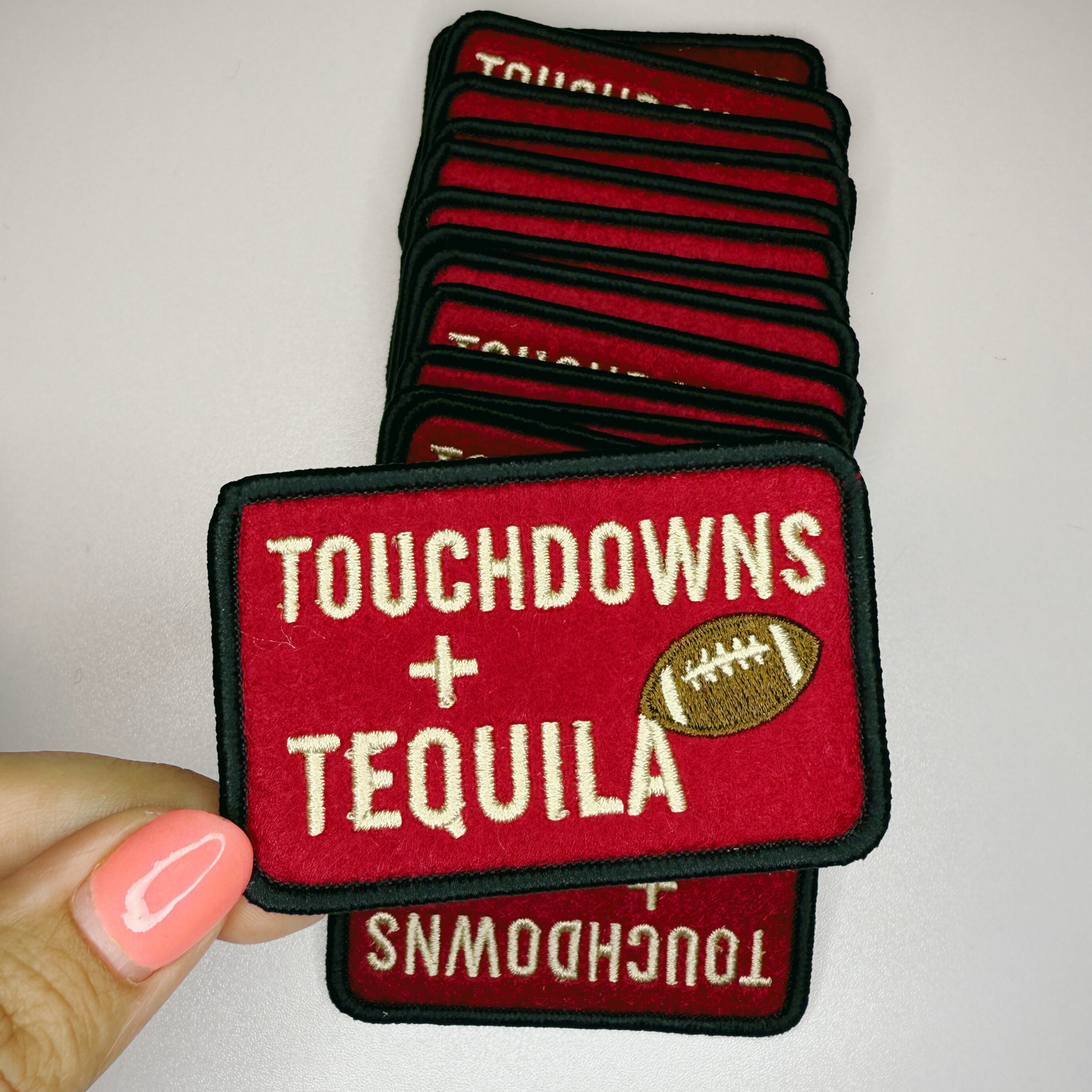 3" Touchdowns + Tequila in RED -  Embroidered Hat Patch