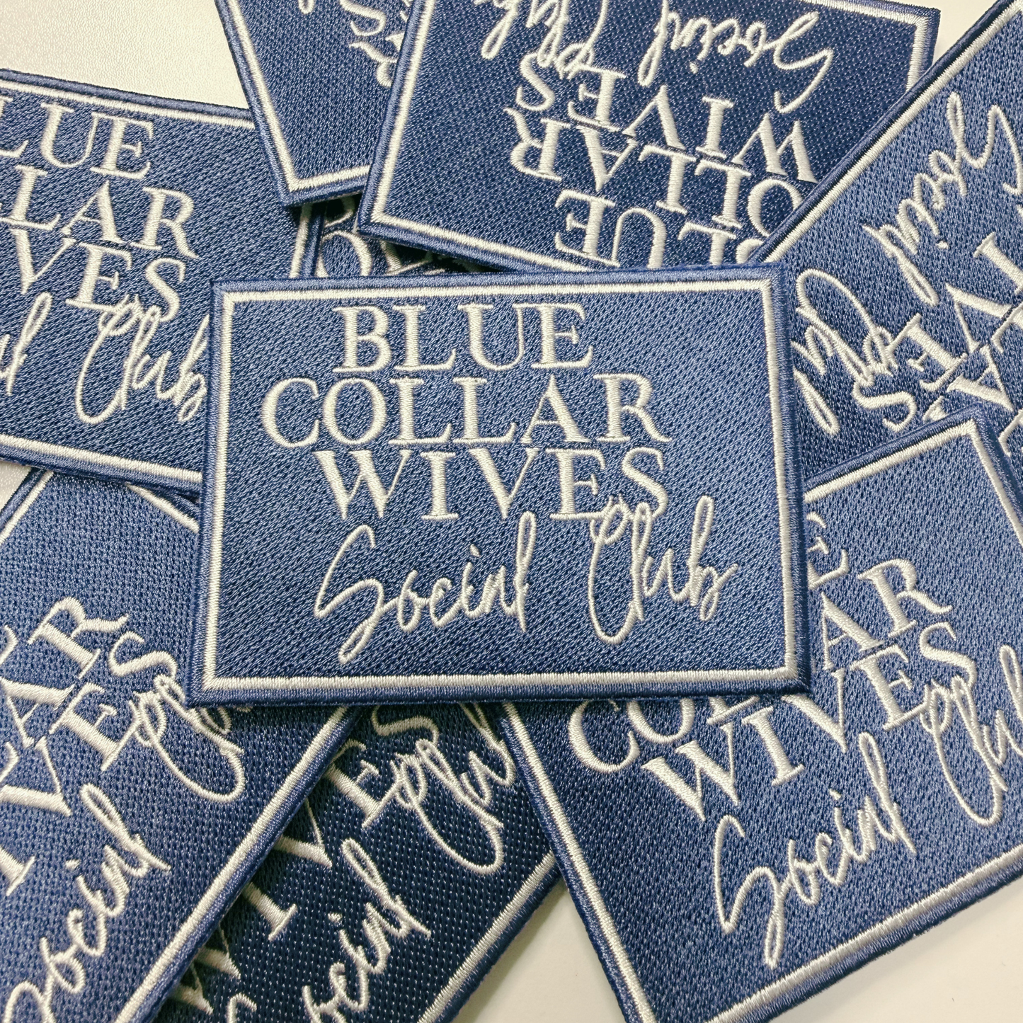 Blue Collar Wives Social Club (3.5" x 2.5") -  Embroidered Hat Patch
